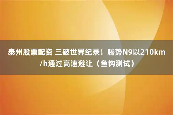 泰州股票配资 三破世界纪录！腾势N9以210km/h通过高速避让（鱼钩测试）