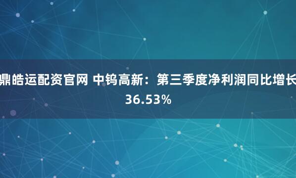 鼎皓运配资官网 中钨高新：第三季度净利润同比增长36.53%